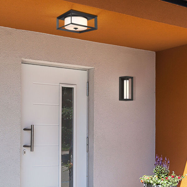 Smyth Natural Black Two-Light Outdoor Flush Mount with Opal Glass, image 2